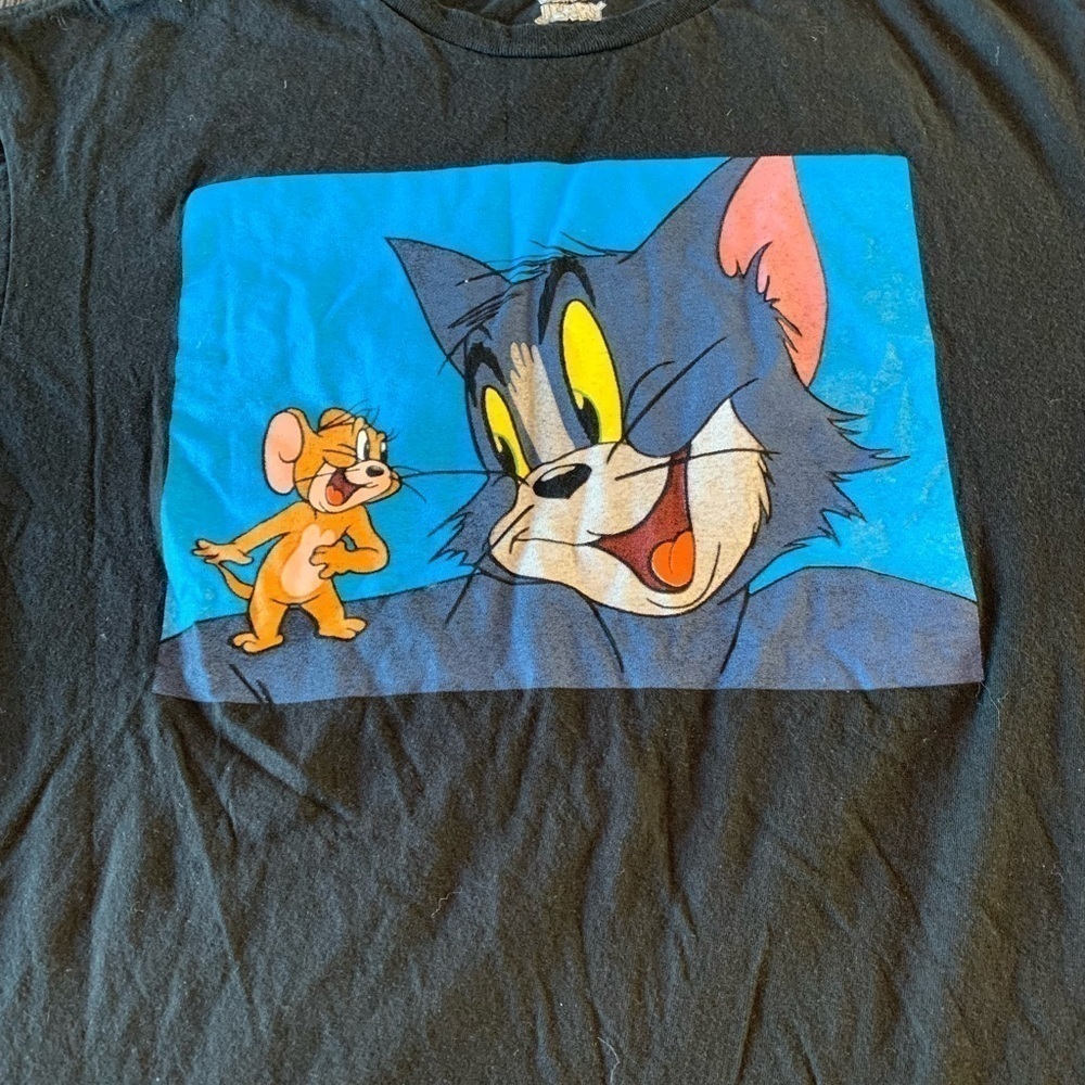 Vintage Disney Tom and Jerry Tee Top T-shirt Black Pink Size L - Picture 8 of 12